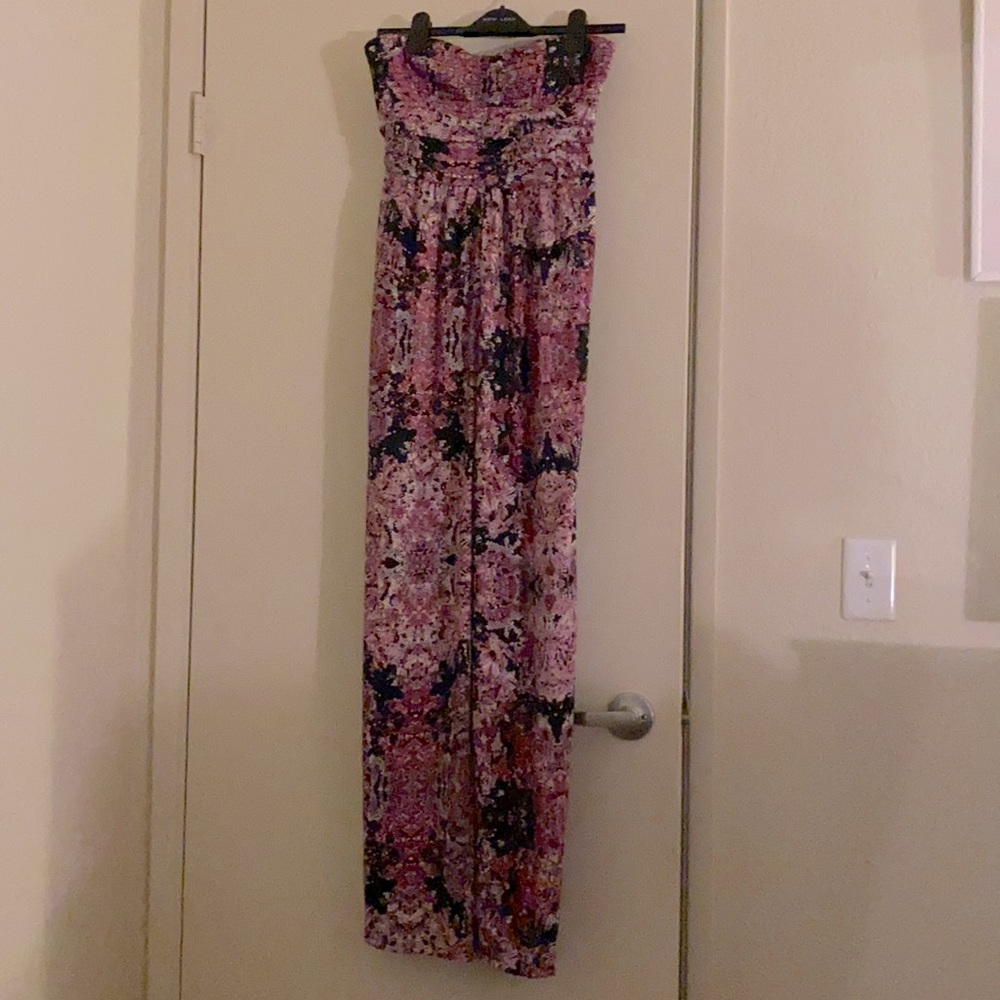 Strapless pink snake print jumpsuit by Bar III.